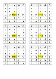 English Worksheet: Alphabet Bingo Cards