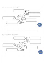 English Worksheet: Dinosaur - Parts of the body