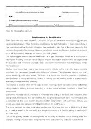 English Worksheet: The Magic of reading 