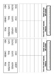 English Worksheet: SINGULAR/PLURAL NOUNS (WITH FARM ANIMALS)