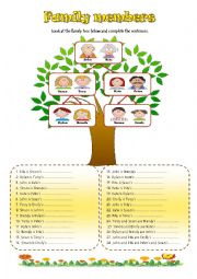 English Worksheet: FAMILY MEMBERS