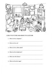 English Worksheet: prepositions of place