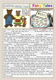 English Worksheet: Goldilocks and the 3 bears. Listening + Past Simple + KEY and script.