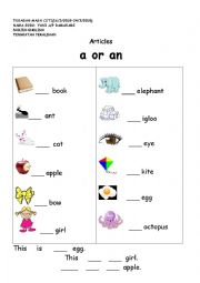 English Worksheet: Articles