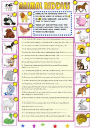 New animal riddles with key