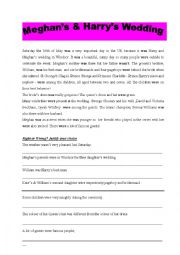 English Worksheet: Meghans & Harrys wedding