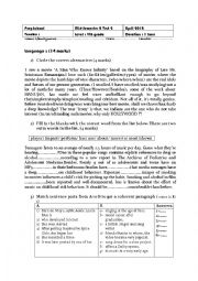 English Worksheet: Mid-semeter 2 test 2 _ Level 9th grade