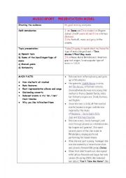 English Worksheet: An oral presentation on music/sport