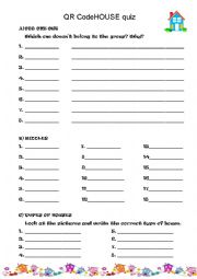 English Worksheet: QR Code House Quiz