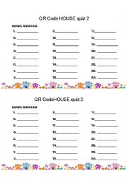 English Worksheet: QR Code House Quiz 2