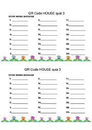 English Worksheet: QR Code House Quiz 3