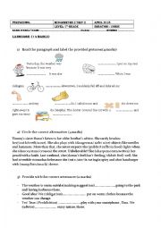 English Worksheet: mid term or mid semester test 7th form