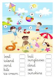 English Worksheet: On the beach