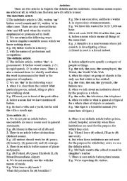 English Worksheet: definite and indefinite articles