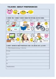 English Worksheet: TALKING ABOUT PREFERENCES