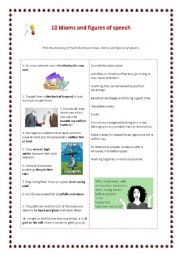English Worksheet: 10 idioms  matching exercise