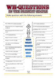 English Worksheet: Simple present, wh-question making.