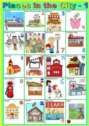 English Worksheet: Places in the city - 1 - Pictionary