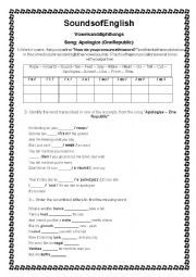 English Worksheet: Phonetics - Vowels and Diphthongs - Song 