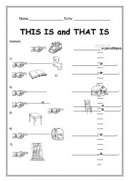 English Worksheet: This is and That is Exercise