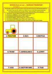 COLOURING, Vocabulary, 002 ...ROAD TRANSPORT