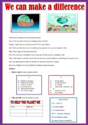 English Worksheet: ENVIRONMENT - We can make a difference