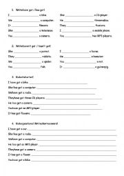 English Worksheet: Have got / has got