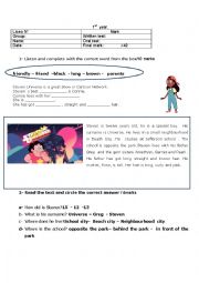 English Worksheet: Steven Universe test