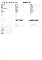 Clothing vocabulary 