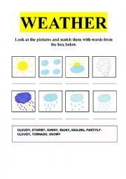 English Worksheet: Weather (matching words to pictures exercise)