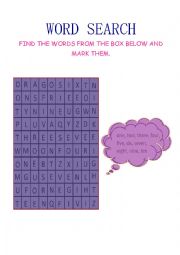 Word search - numbers