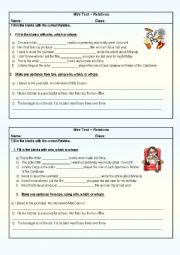 English Worksheet: Relatives - Mini Test