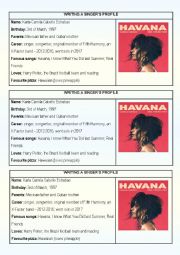 English Worksheet: Writing a singers profile