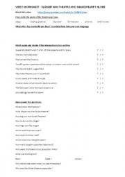 English Worksheet: Elizabethan Theatre : Shakespeares Globe