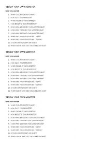 English Worksheet: Create your own monster