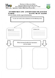 English Worksheet: Synonyms and Antonyms