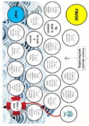 English Worksheet: Simple present and past question making boardgame