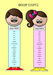 English Worksheet: [BOOKMARKS] BODY PARTS