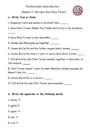 English Worksheet: The Boscombe Valley Mystery chapter 4 activities