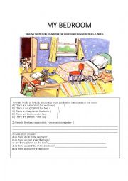 English Worksheet: Bedroom and prepositions of place