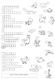 English Worksheet: [CROSSWORD] ANIMALS