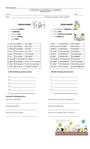 English Worksheet: Numbers