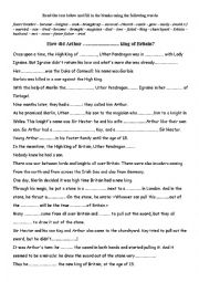 English Worksheet: The story of Arthur and how he became High King of Britain