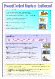 English Worksheet: presesent prfect continuous or present perfect simple