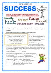 English Worksheet: GAP FILLING & READING - SUCCESS