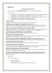 English Worksheet: WRITING A PERSONAL PROFILE: MALALA