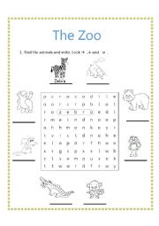 English Worksheet: the zoo