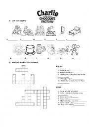 English Worksheet: Crossword: Charlie and the Chocolate Factory