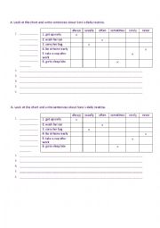 English Worksheet: Third person daily routine