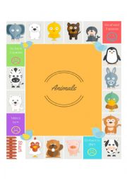 English Worksheet: Animals Board game